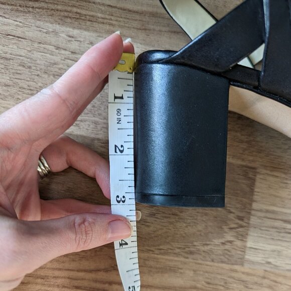 Louise et Cie Black Leather Block Heel Crossover Sandals - Picture 7 of 12